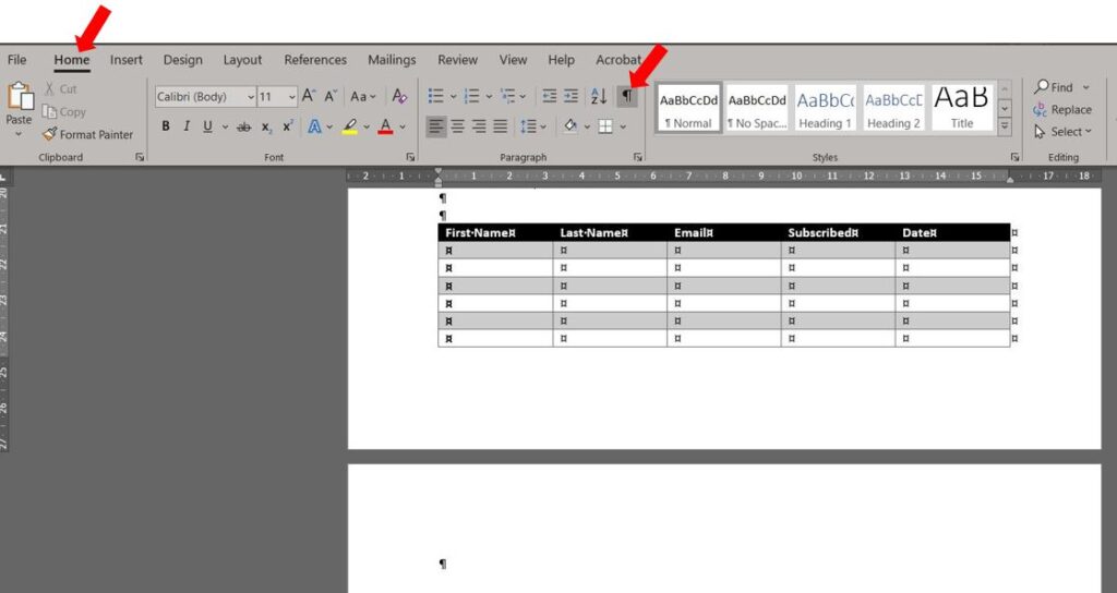 show paragraph marks